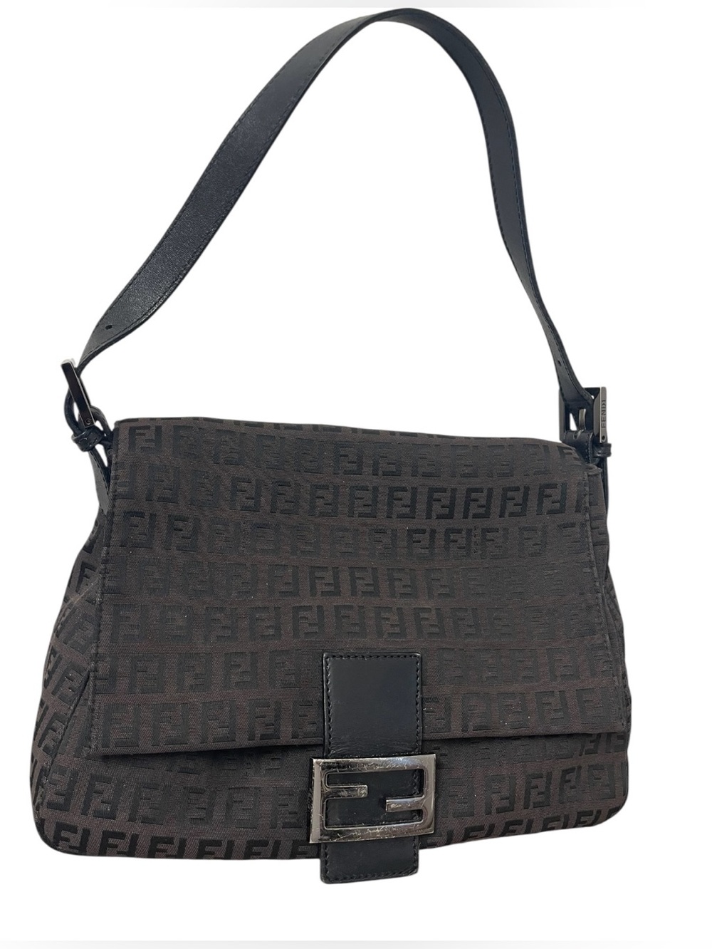 Fendi Dark Brown Zucchino FF Canvas Shoulder Bag
